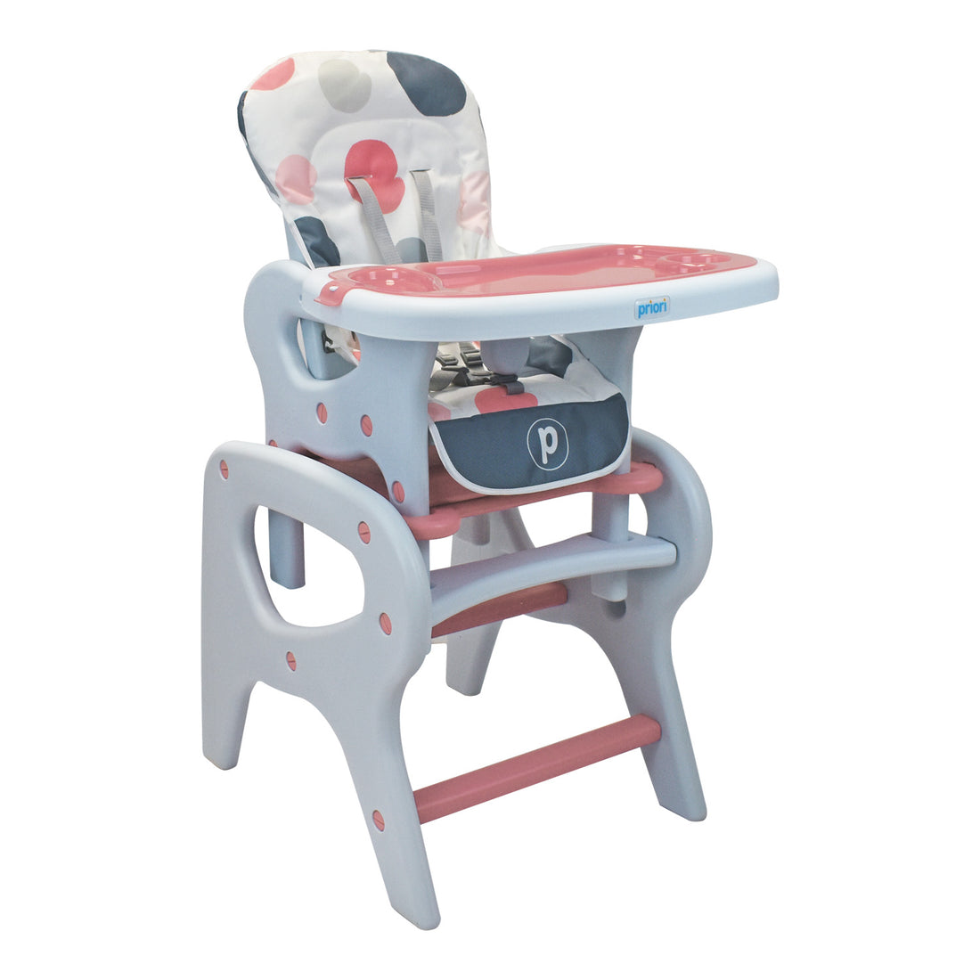 Silla de comer para bebé PCM 10 2 en 1, con silla escritorio para bebé rosa