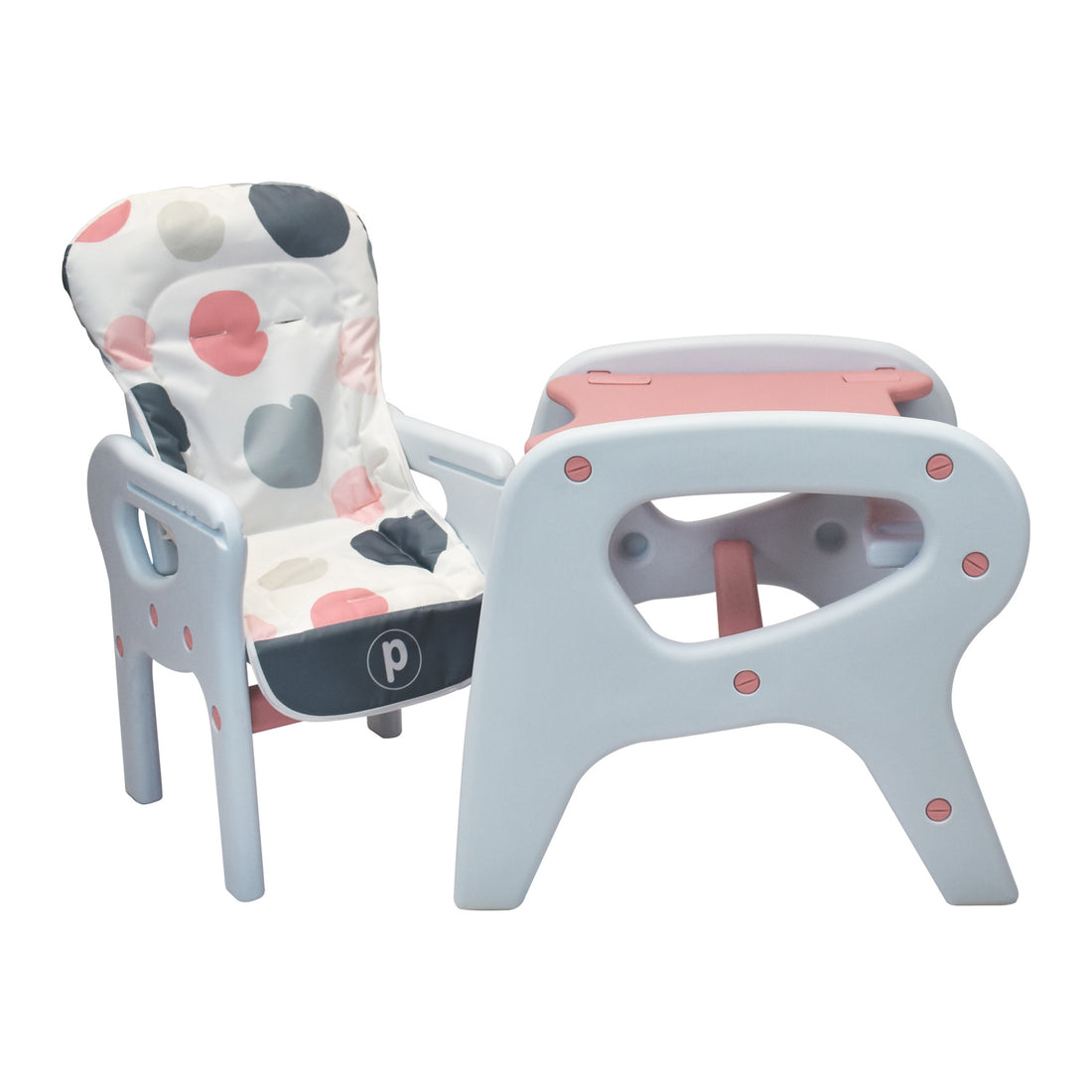 Silla de comer para bebé PCM 10 2 en 1, con silla escritorio para bebé rosa
