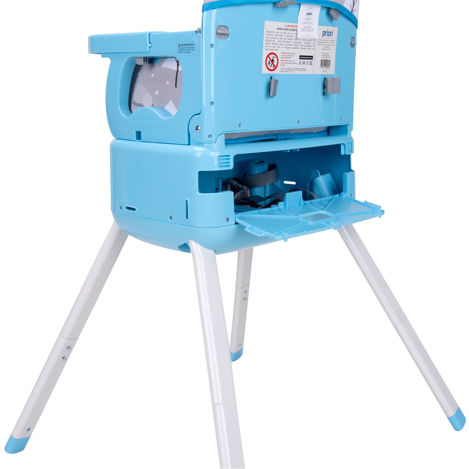 Silla de comer para bebe tipo booster 3 en 1 priori bony azul 6